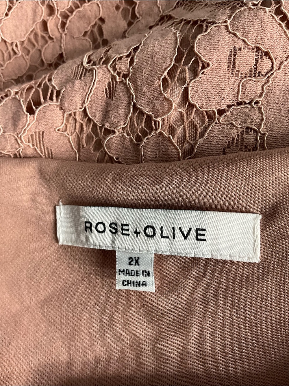 Rose & Olive Lace Blouse Size 2X Dusty Rose Floral Lace 3/4 Sleeves Lined - Picture 2 of 8